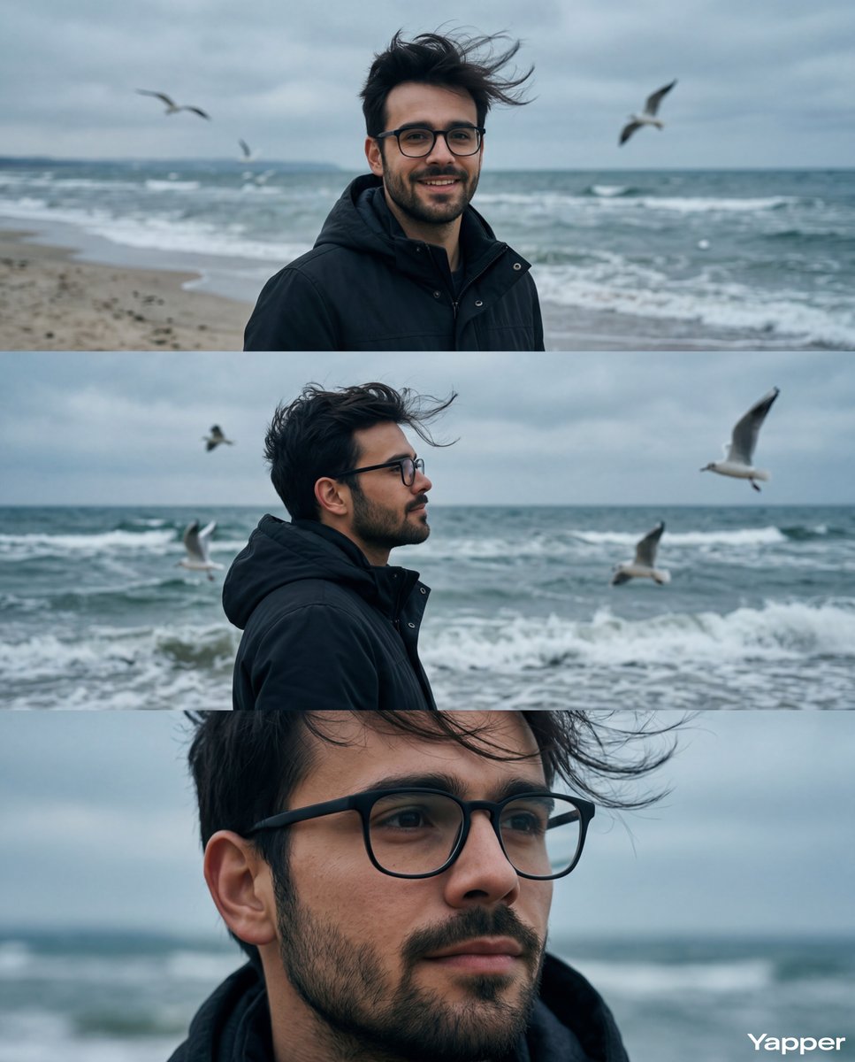 Cinematic Seaside Triptych Portrait Prompt — Nano Banana Pro AI Generated Image