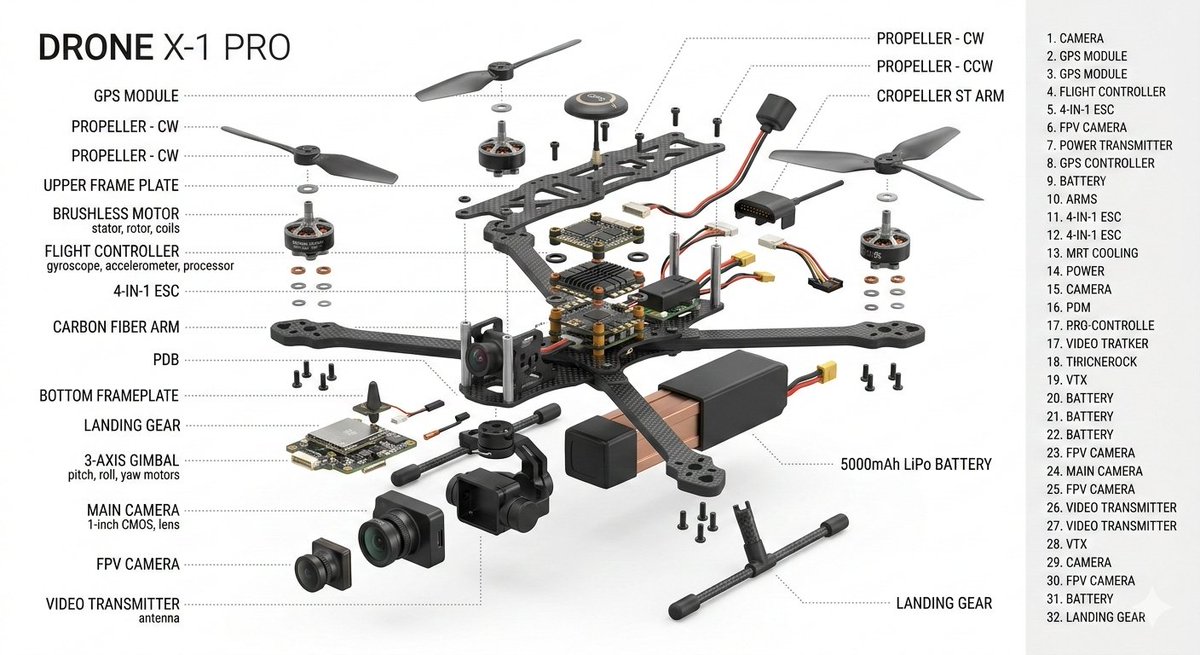 Exploded View Product Design Diagram Prompt — Nano Banana Pro AI Generated Image
