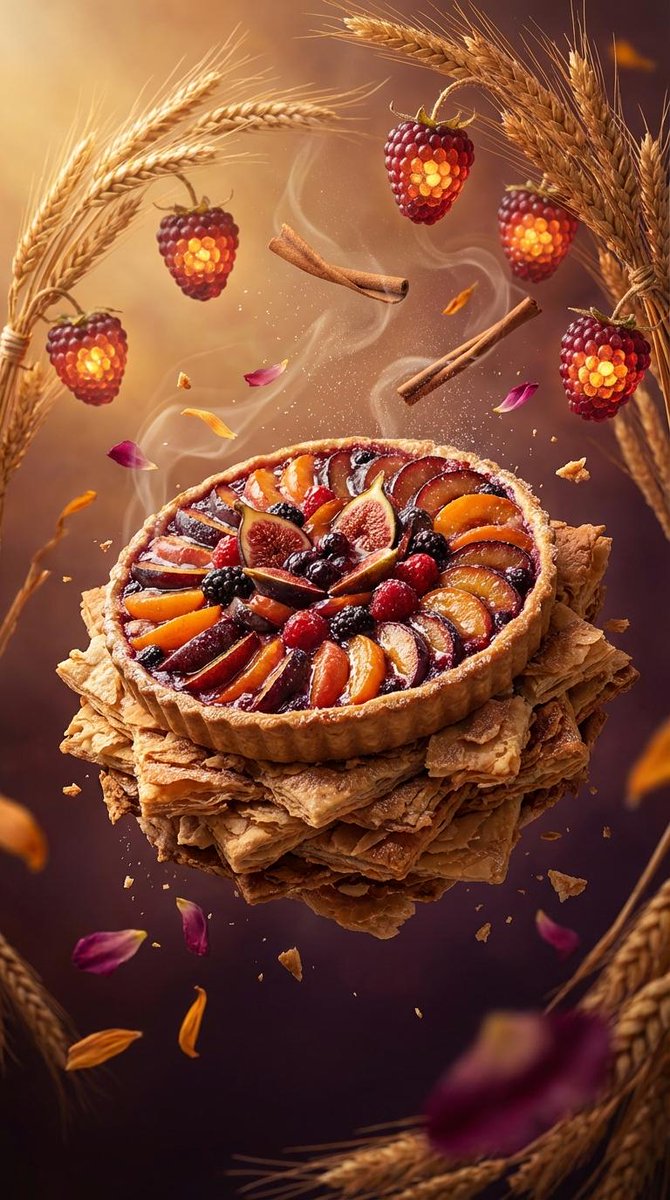 Rustic Fruit Tart Floating in a Dream Orchard (Video Prompt) — Nano Banana Pro AI Generated Image
