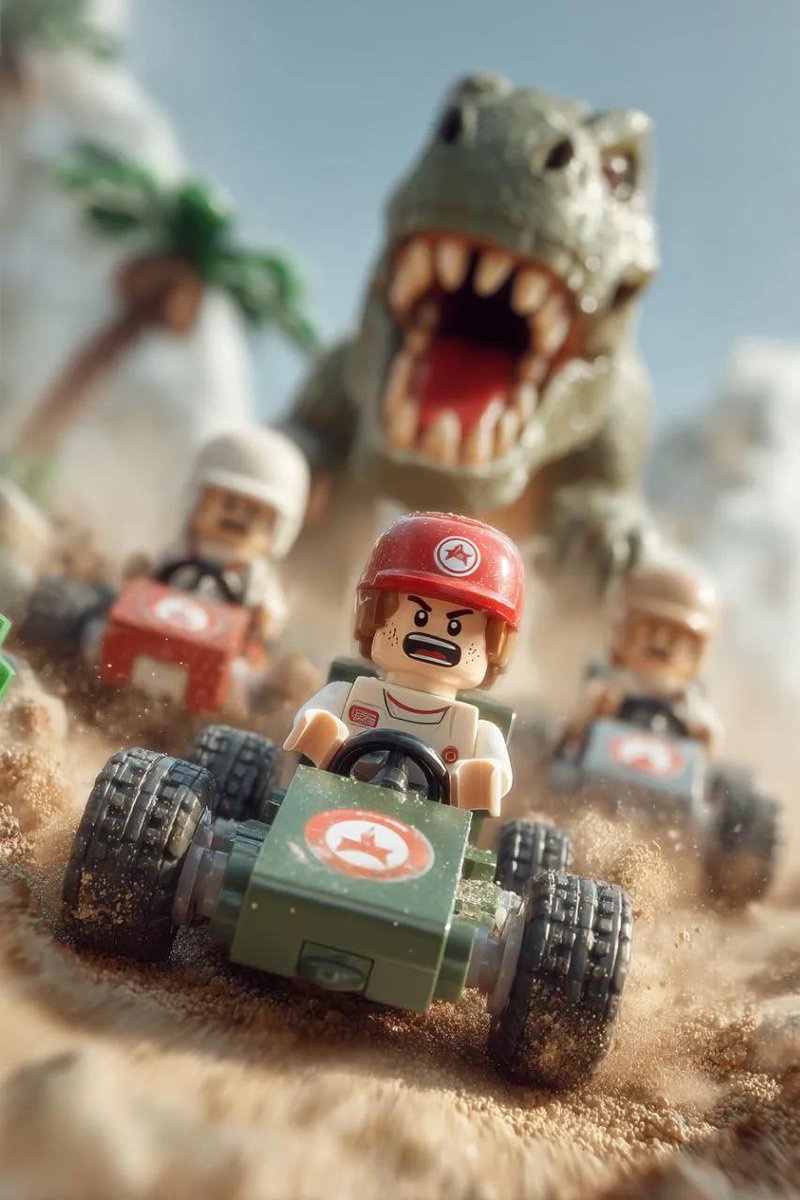 Lego Explorer Chased by Polar Bear (Video Prompt) — Nano Banana Pro AI Generated Image