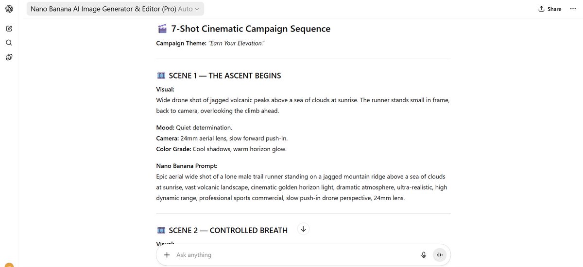 7-Shot Cinematic Campaign Sequence Prompt — Nano Banana Pro AI Generated Image