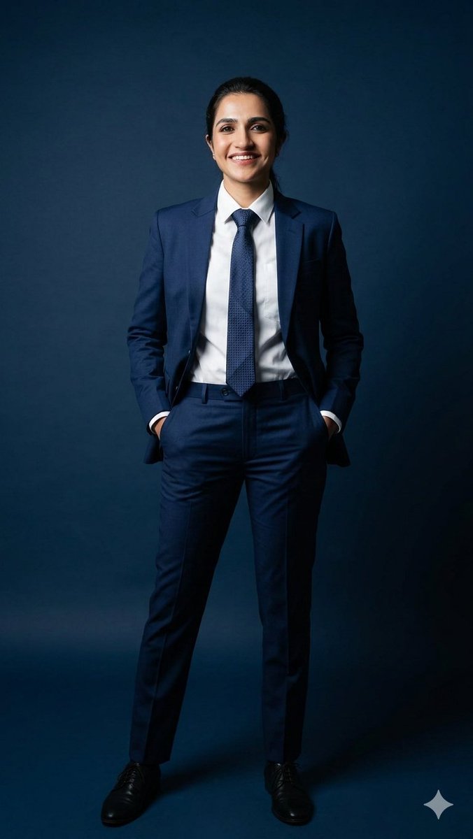 Business Woman in Navy Suit Portrait — Nano Banana Pro AI Generated Image