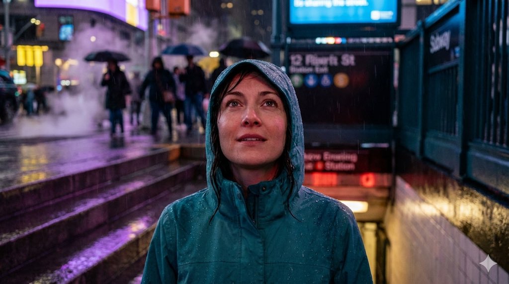 Neon Rain Subway Exit Portrait Prompt — Nano Banana Pro AI Generated Image