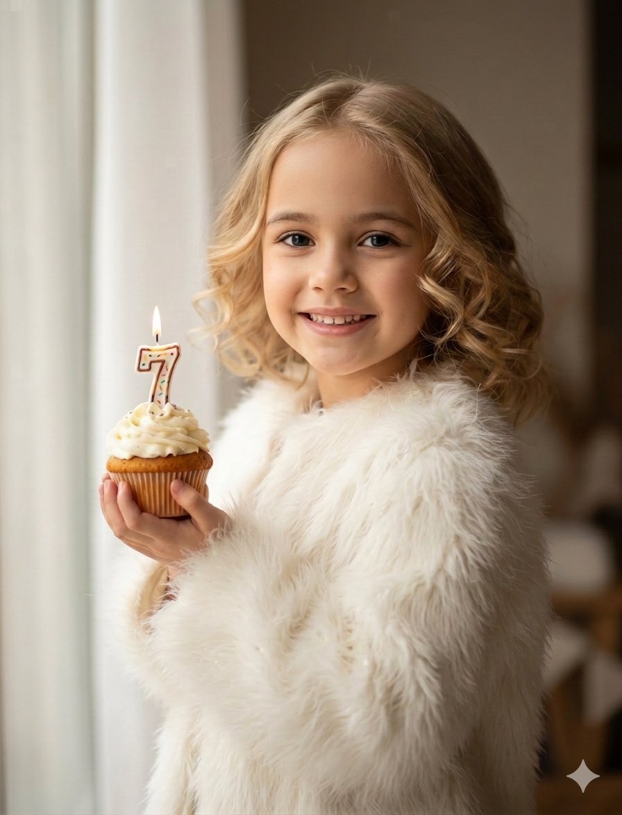 Cozy Children's Birthday Portrait — Nano Banana Pro AI Generated Image