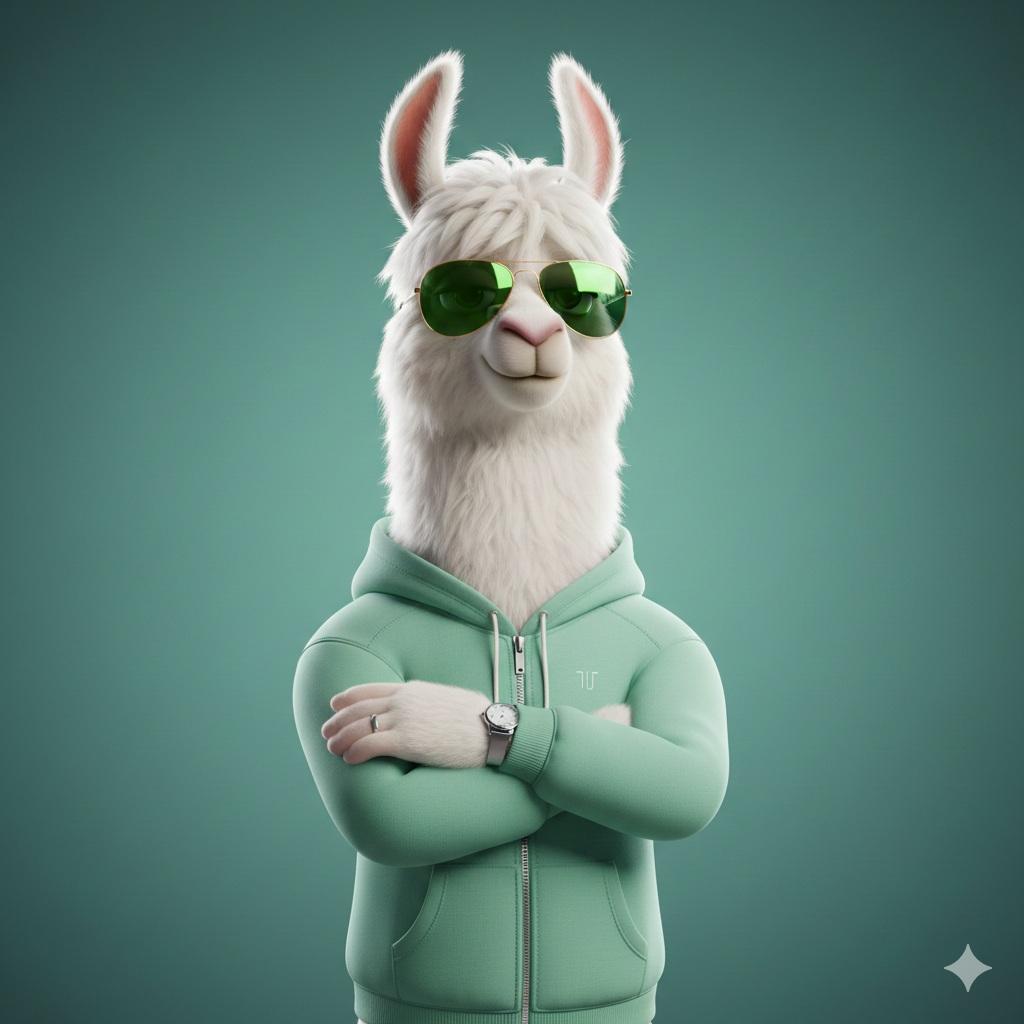Stylized 3D Llama Character in Streetwear — Nano Banana Pro AI Generated Image