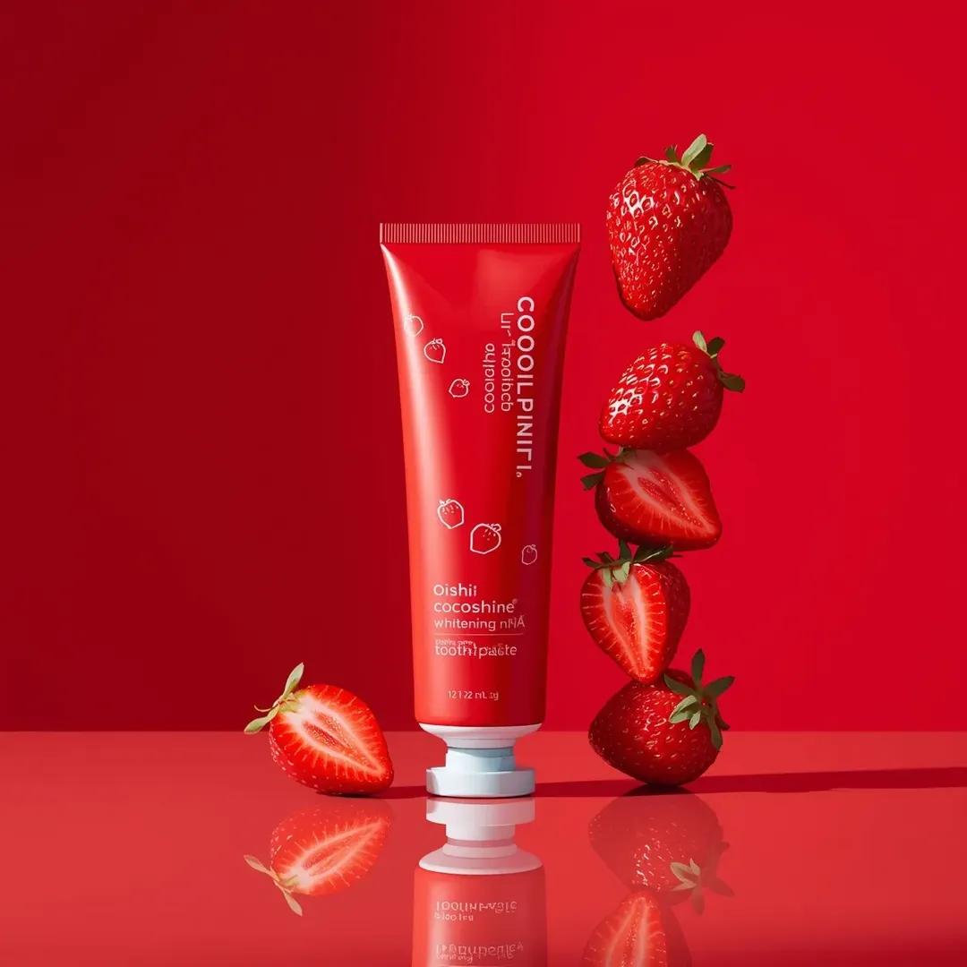 Premium Cosmetic Product Ad for Strawberry Toothpaste — Nano Banana Pro AI Generated Image
