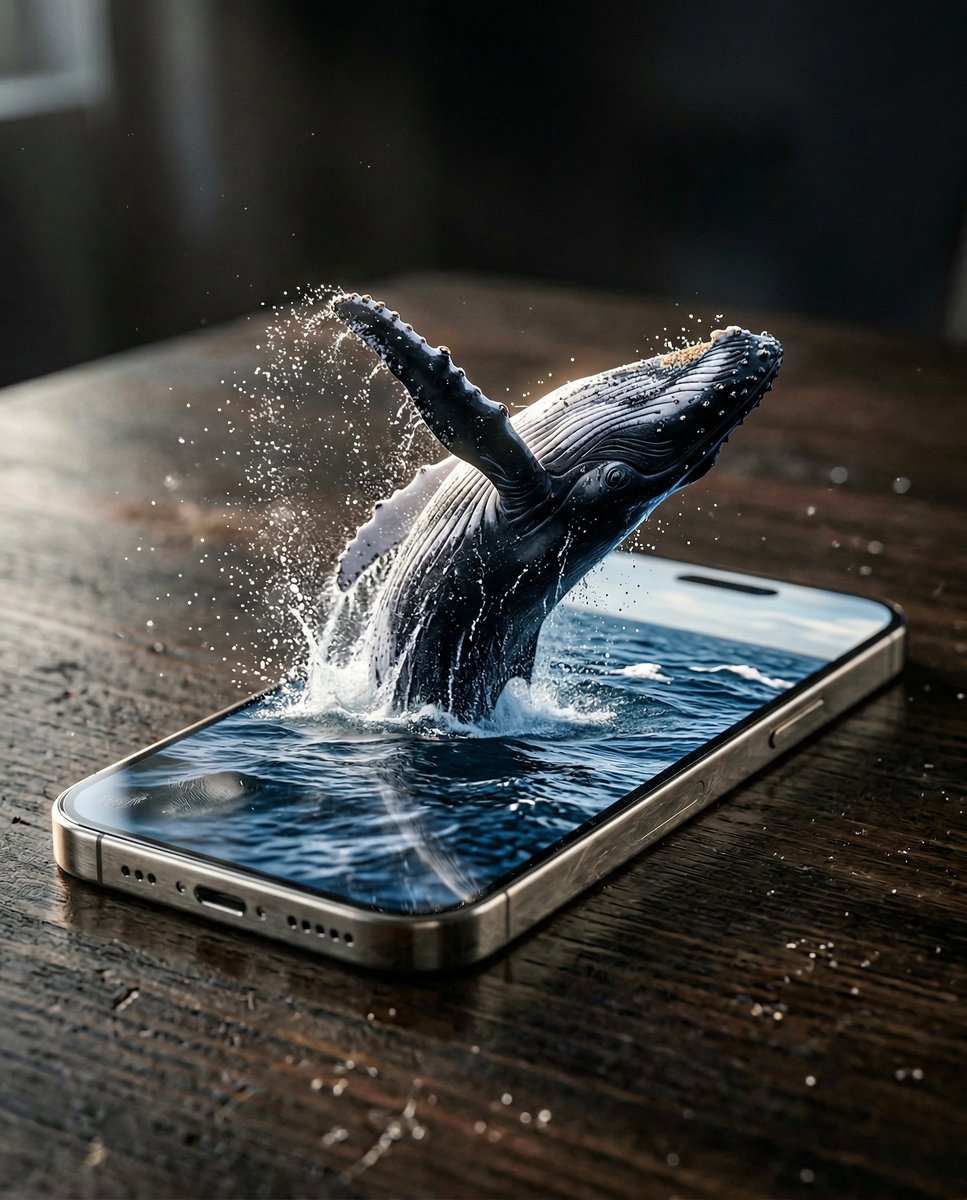 Hyper-Realistic iPhone Whale Breach Scene — Nano Banana Pro AI Generated Image