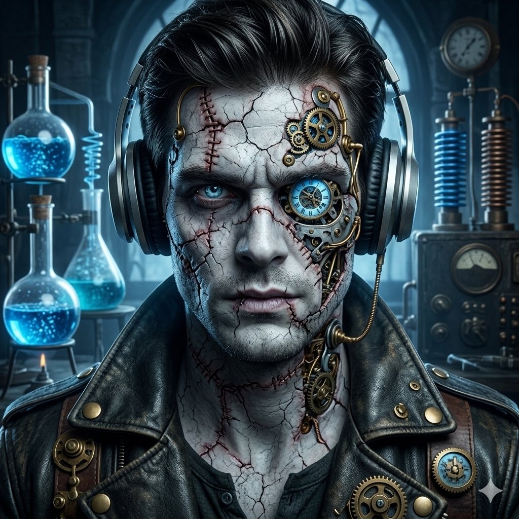 Steampunk Frankenstein Cyborg Concept Art — Nano Banana Pro AI Generated Image