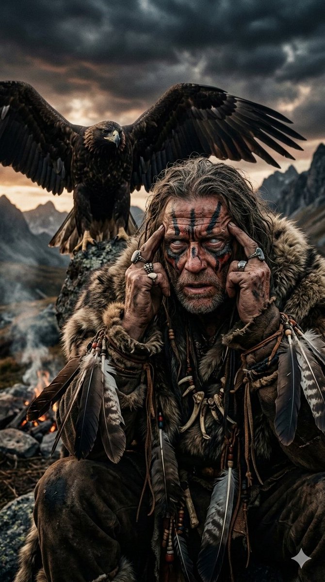 Prehistoric Shaman Bonded with Eagle Spirit — Nano Banana Pro AI Generated Image