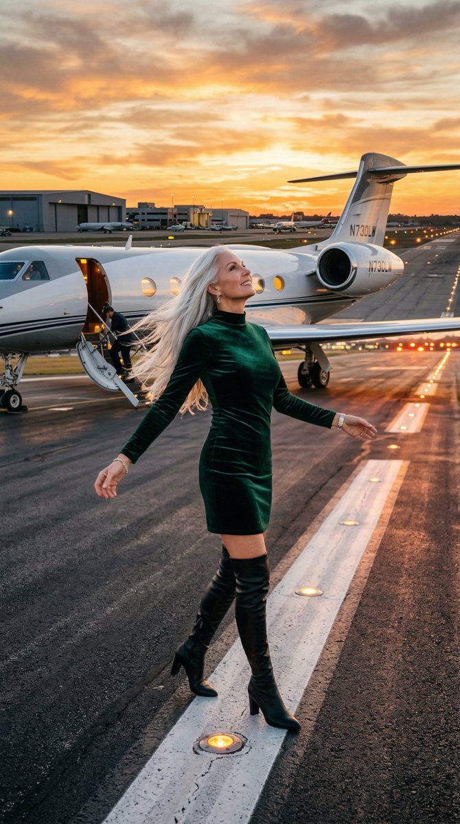 Cinematic Photo of Woman on Airport Runway — Nano Banana Pro AI Generated Image