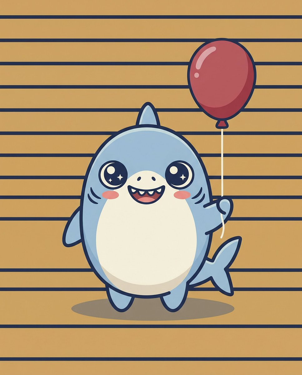 Kawaii Great White Shark Vector Prompt