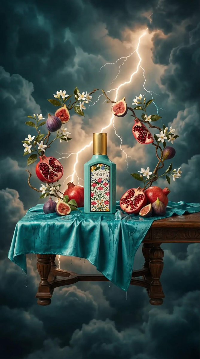 Surreal Baroque Still Life Perfume Ad Prompt — Nano Banana Pro AI Generated Image