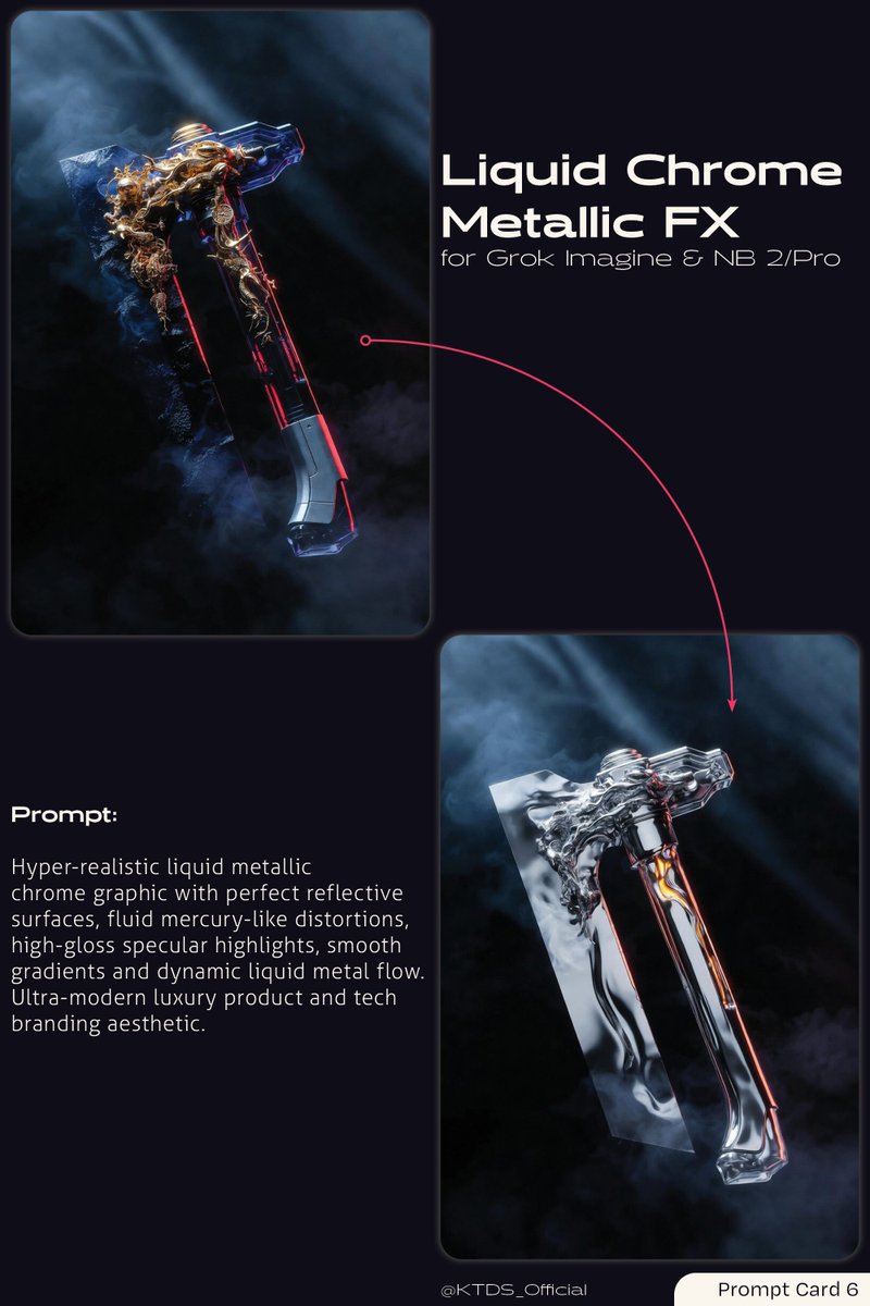 Liquid Chrome Metallic FX Prompt — Nano Banana Pro AI Generated Image