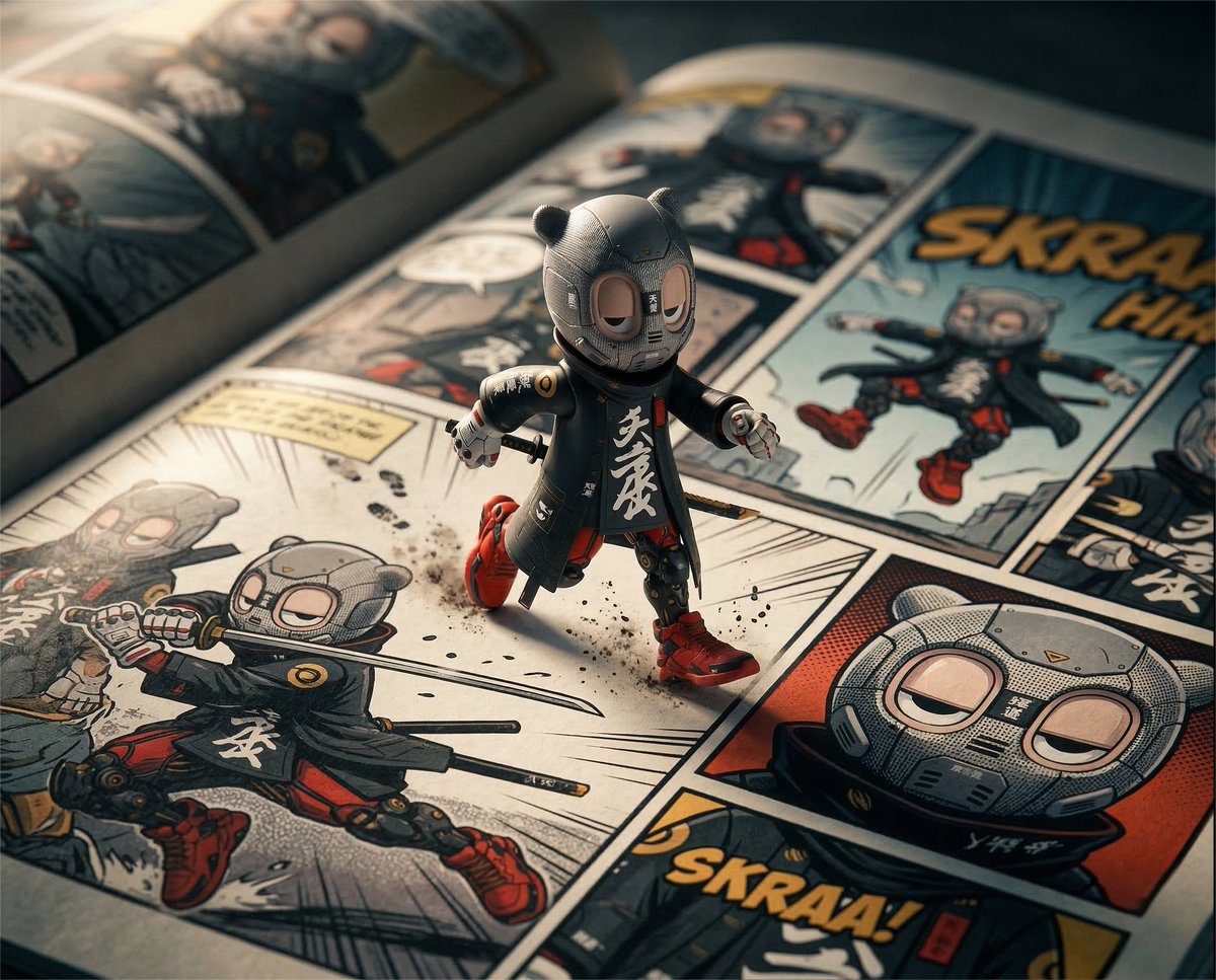 Macro Toy Photography: Beast Escaping Comic Panel — Nano Banana Pro AI Generated Image