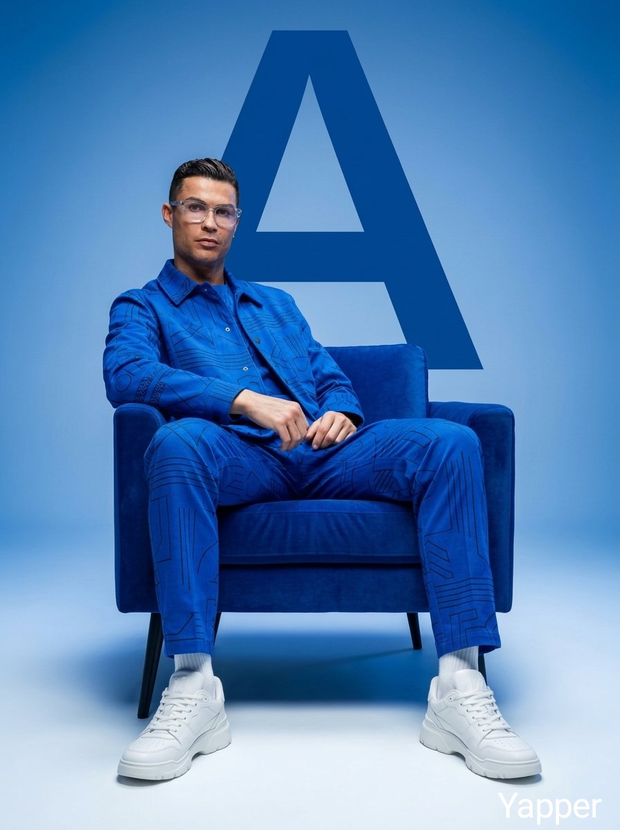 Minimalist Cobalt-Blue Fashion Studio Shoot — Nano Banana Pro AI Generated Image