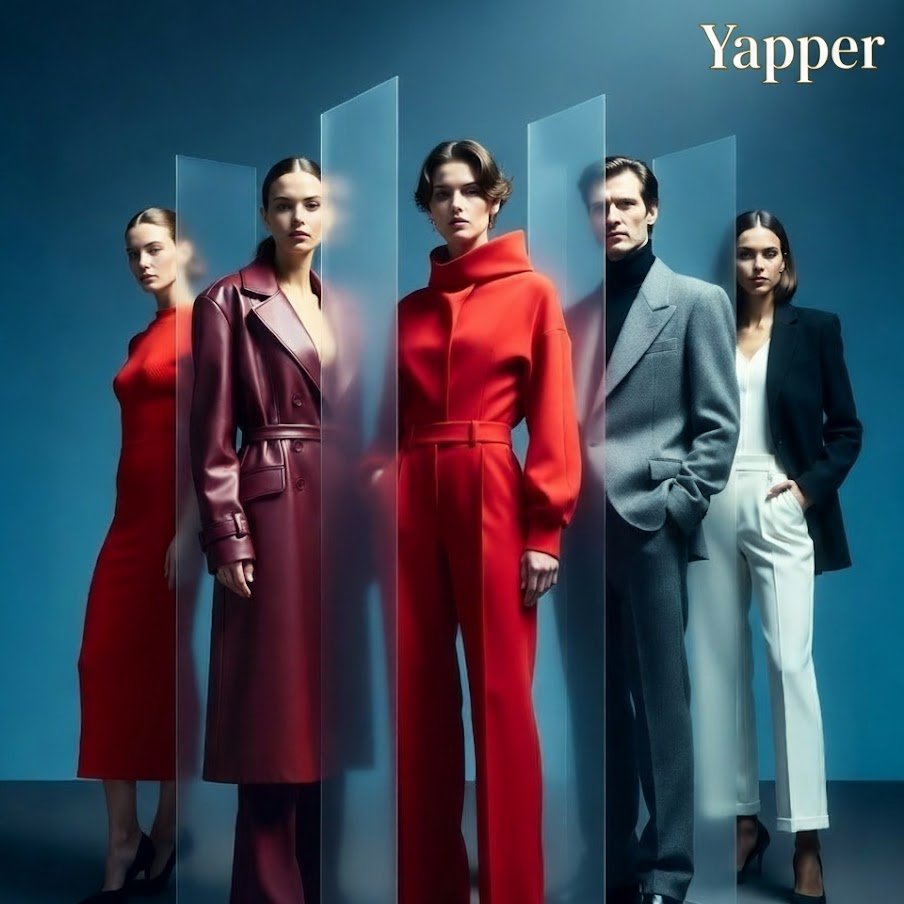 Cinematic Poster of Five Models with Vertical Panel Distortion — Nano Banana Pro Prompt