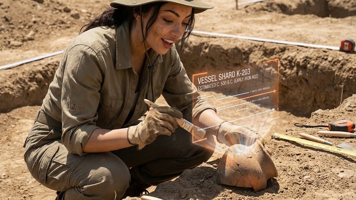 Structured Prompt for Archaeological Dig Scene with 3D Data Overlay — Nano Banana Pro AI Generated Image