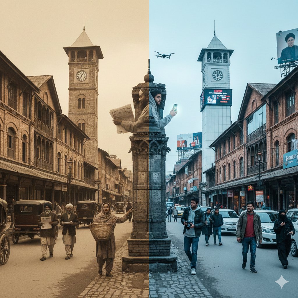 Split-Screen Time Travel Scene — Nano Banana Pro AI Generated Image