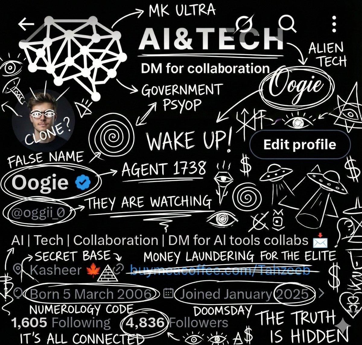 Schizophrenic Conspiracy Scribbles Overlay — Nano Banana Pro AI Generated Image