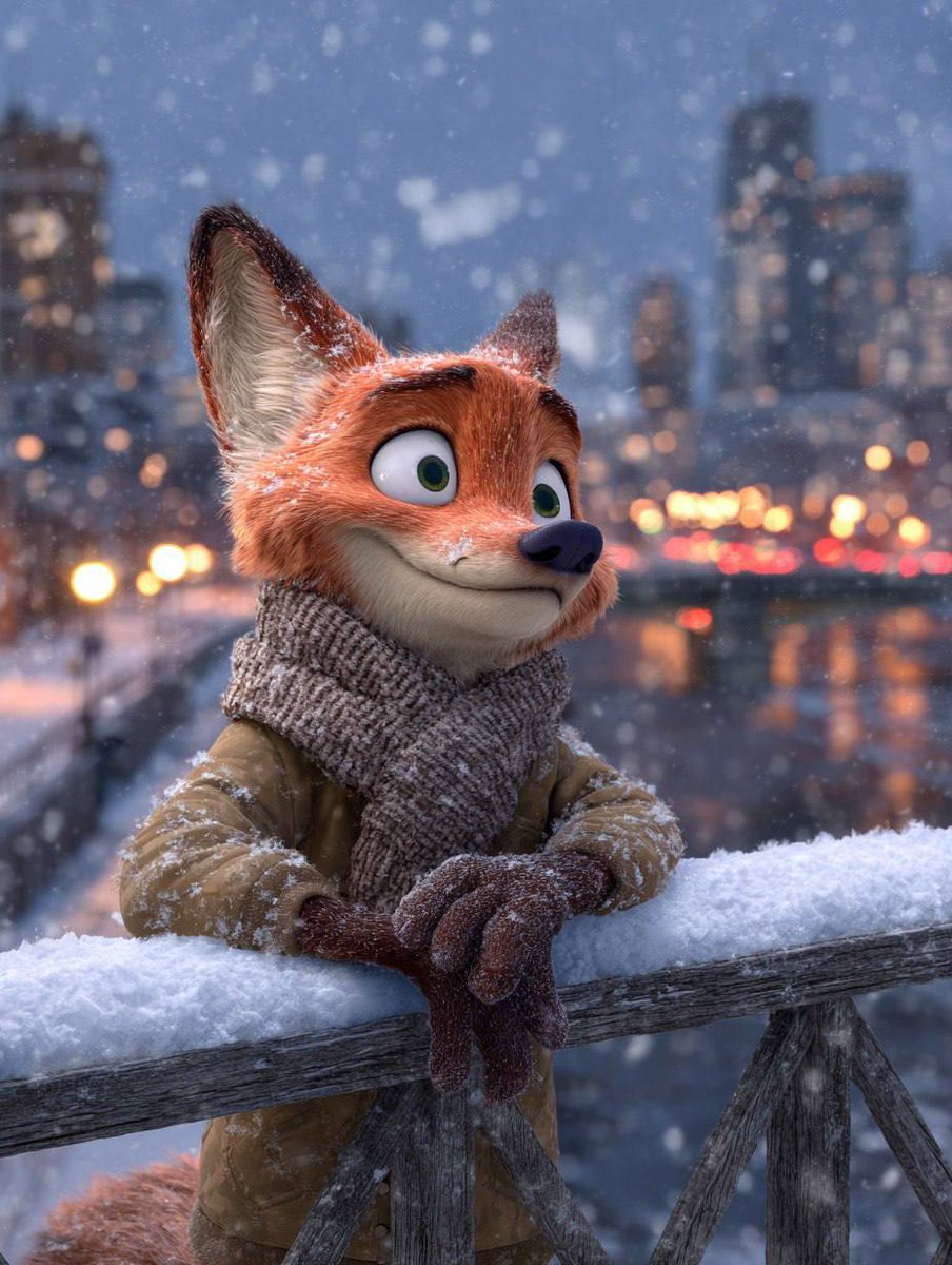 Anthropomorphic Fox Character in Winter Scene — Nano Banana Pro AI Generated Image
