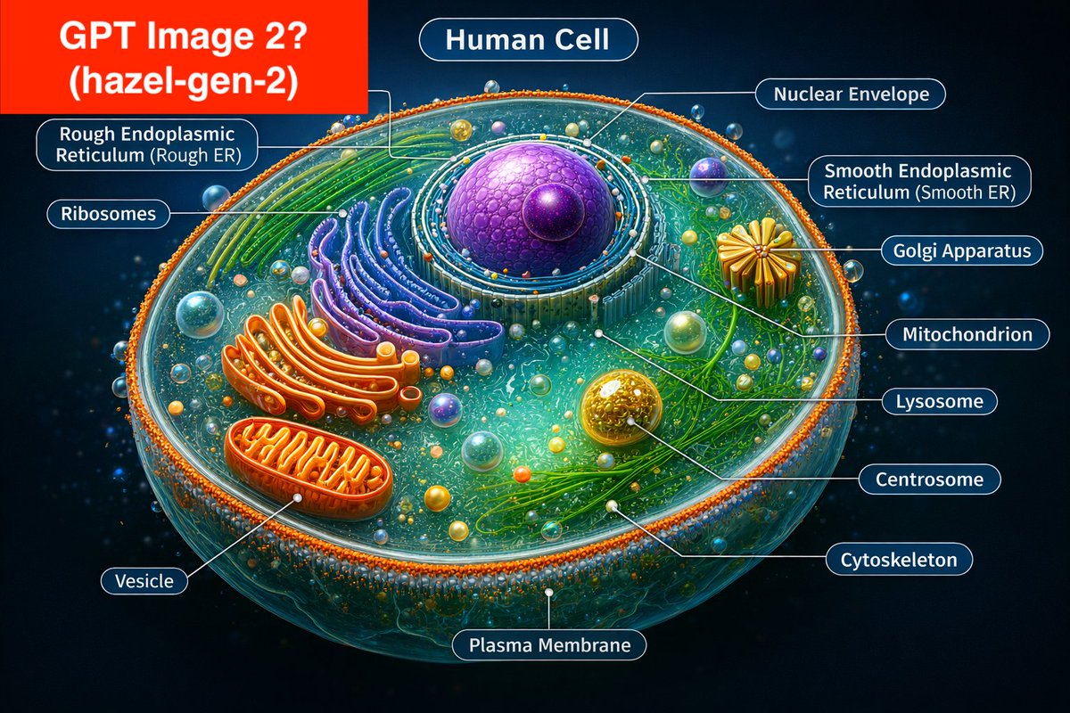 Labeled Diagram of a Human Cell (Comparison Prompt) — Nano Banana Pro AI Generated Image