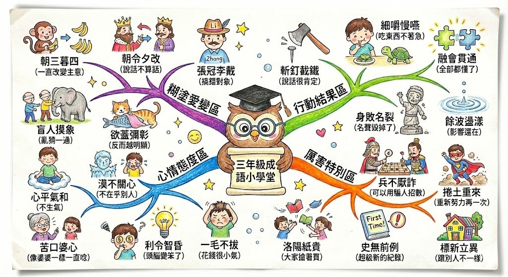 Hand-drawn mind map for explaining Chinese idioms — Nano Banana Pro AI Generated Image