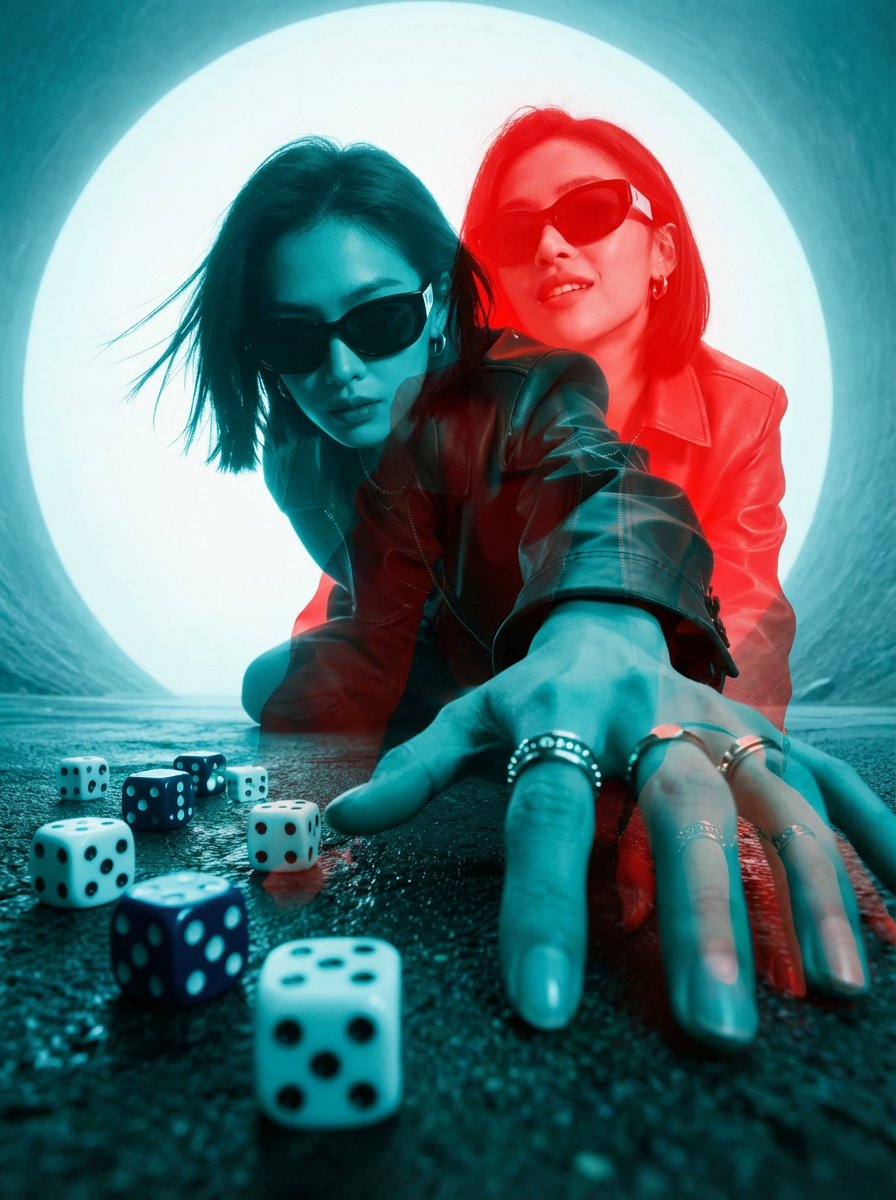 Red-Blue Double Exposure Effect — Nano Banana Pro AI Generated Image