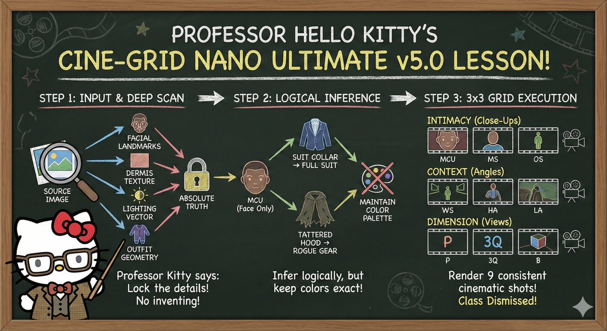 Informative Page Generation Prompt (Professor Hello Kitty) — Nano Banana Pro AI Generated Image