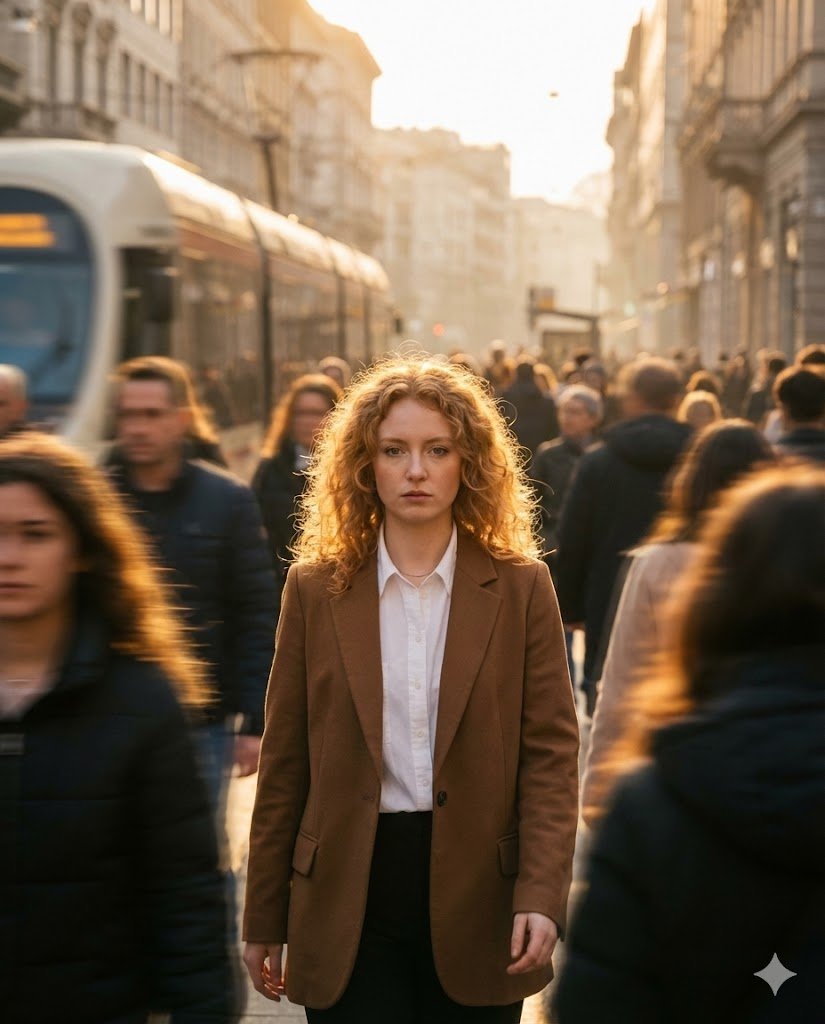 Moody Cinematic Street Photography Prompt — Nano Banana Pro AI Generated Image