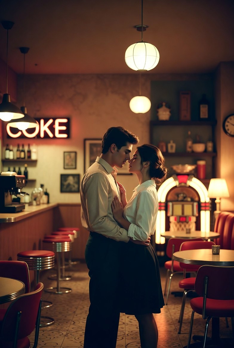 Romantic 1950s Diner Scene — Nano Banana Pro AI Generated Image