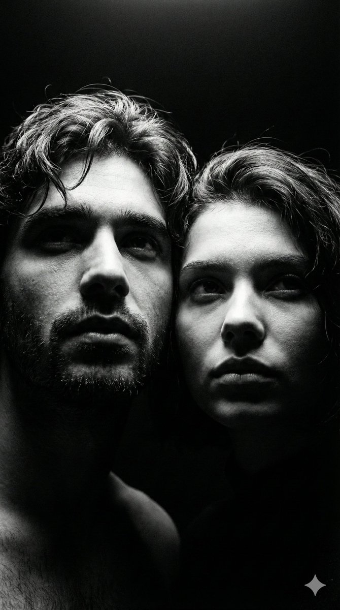 Dramatic Black and White Dual Portrait — Nano Banana Pro AI Generated Image