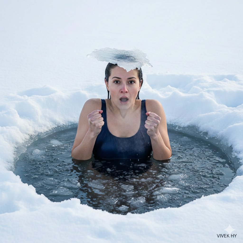 Dramatic Ice Plunge Action Scene (JSON) — Nano Banana Pro AI Generated Image