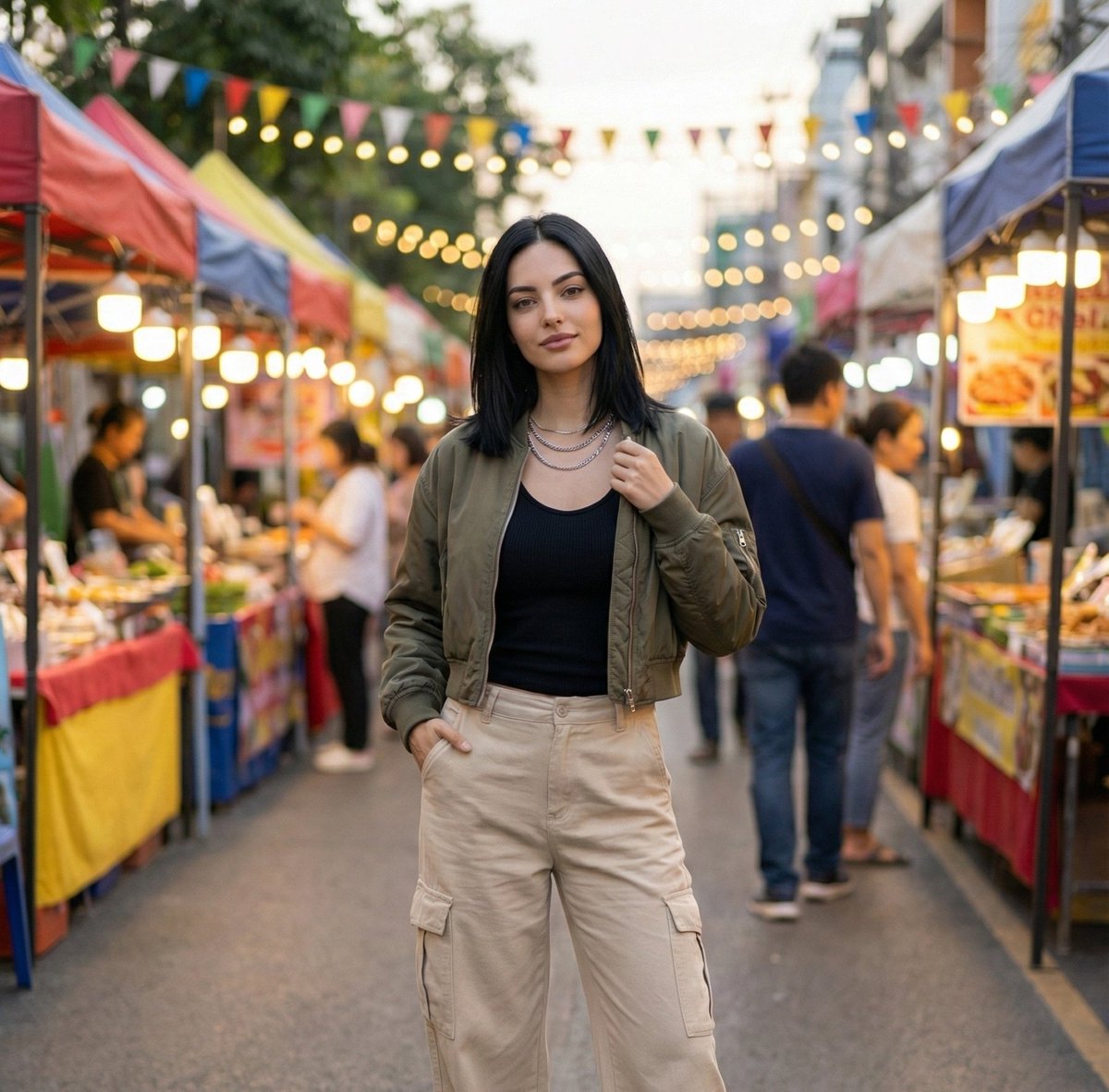 Street Market Portrait with Urban Bokeh — Nano Banana Pro AI Generated Image