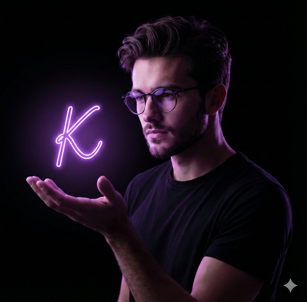 Dramatic Neon Hand-Lettering Portrait — Nano Banana Pro AI Generated Image