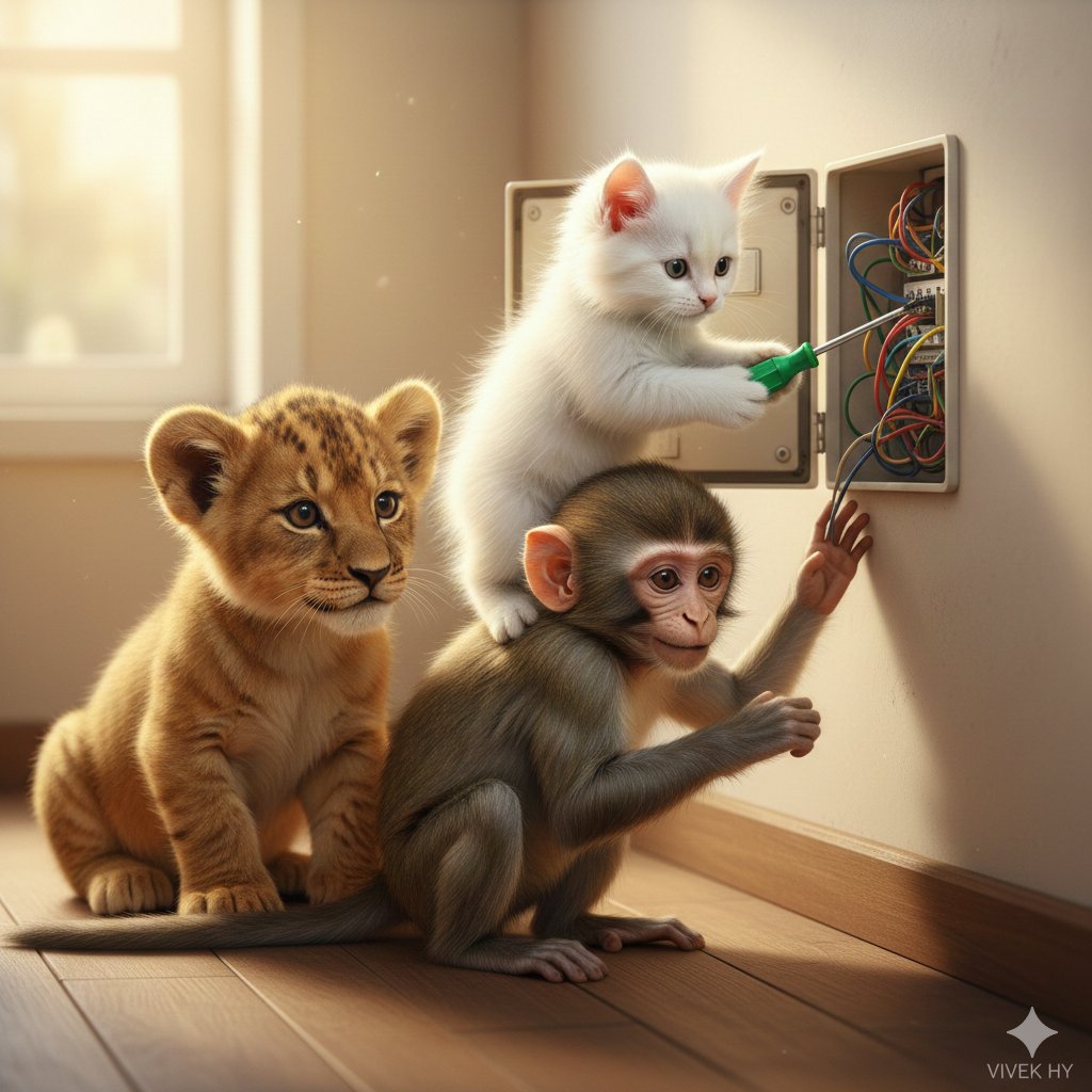 Humorous Animal Teamwork Scene — Nano Banana Pro AI Generated Image