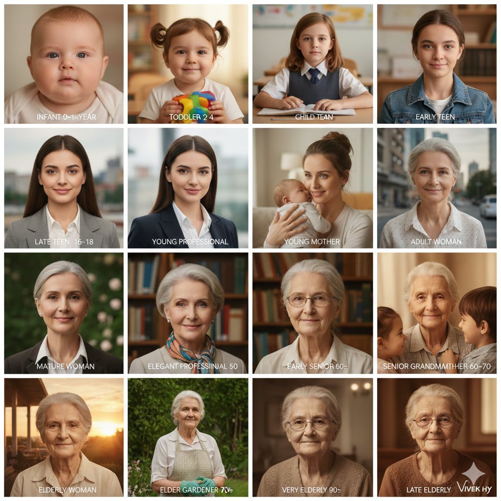 Age Progression Collage — Nano Banana Pro AI Generated Image