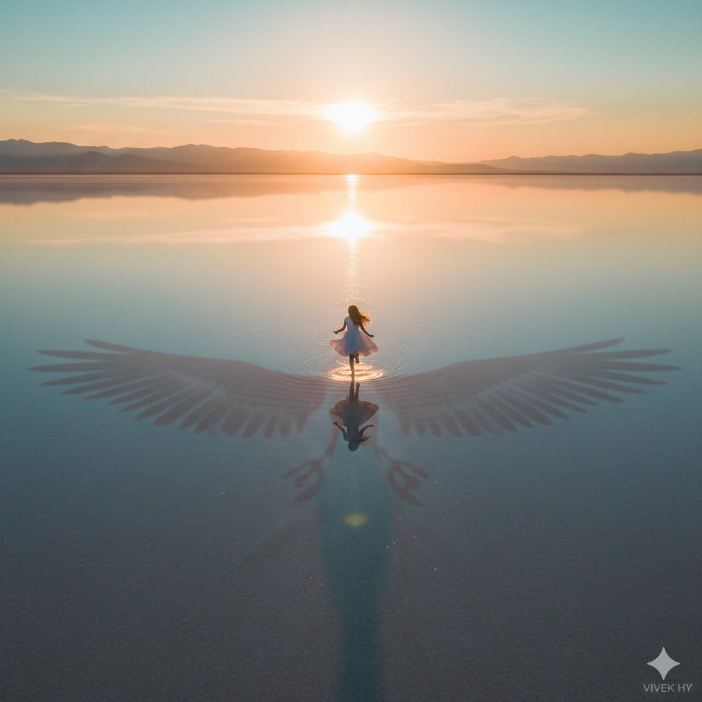 Dreamy Sunrise Scene with Symbolic Shadow — Nano Banana Pro AI Generated Image