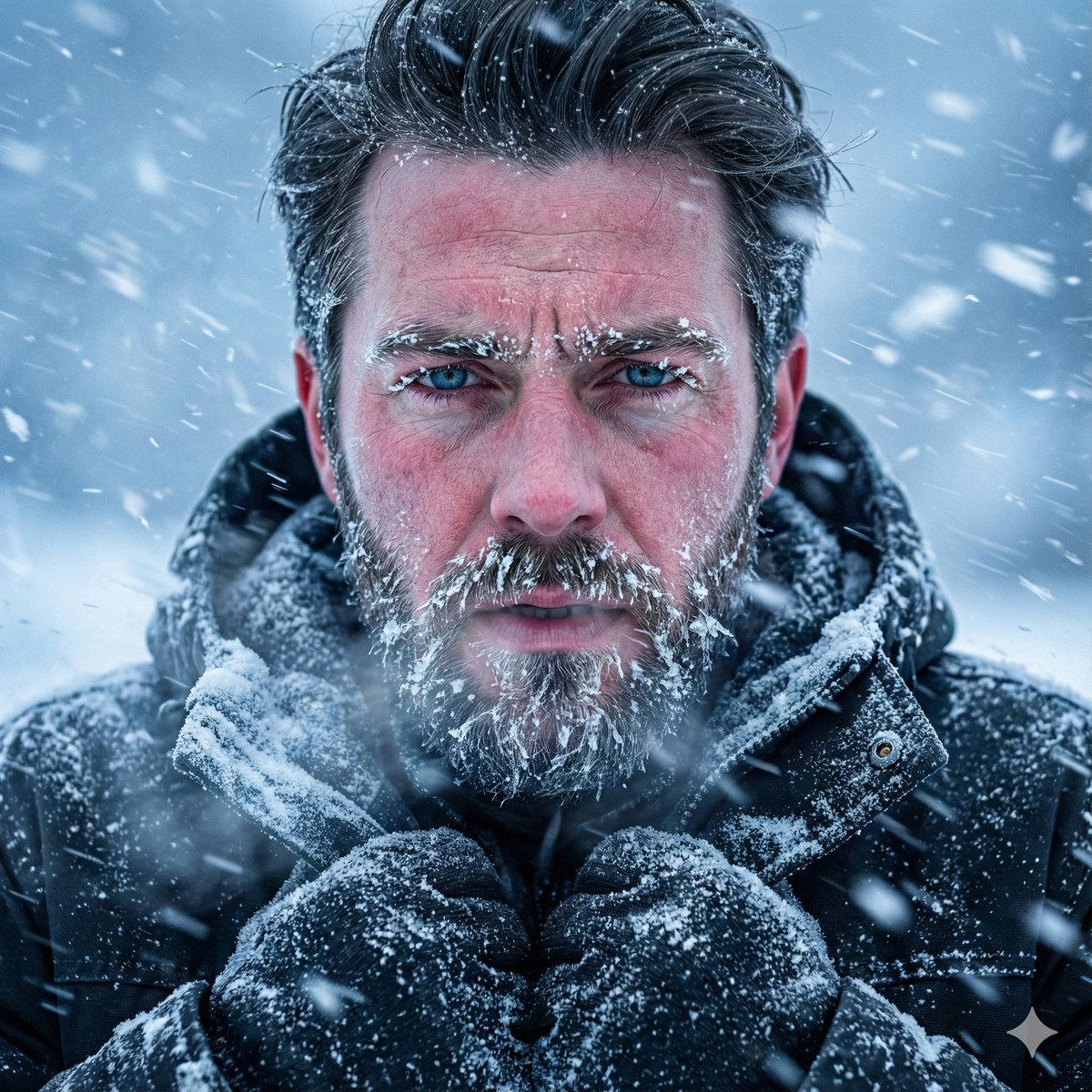 Structured Prompt for Ultra-Realistic Portrait of Man in Snowstorm — Nano Banana Pro AI Generated Image