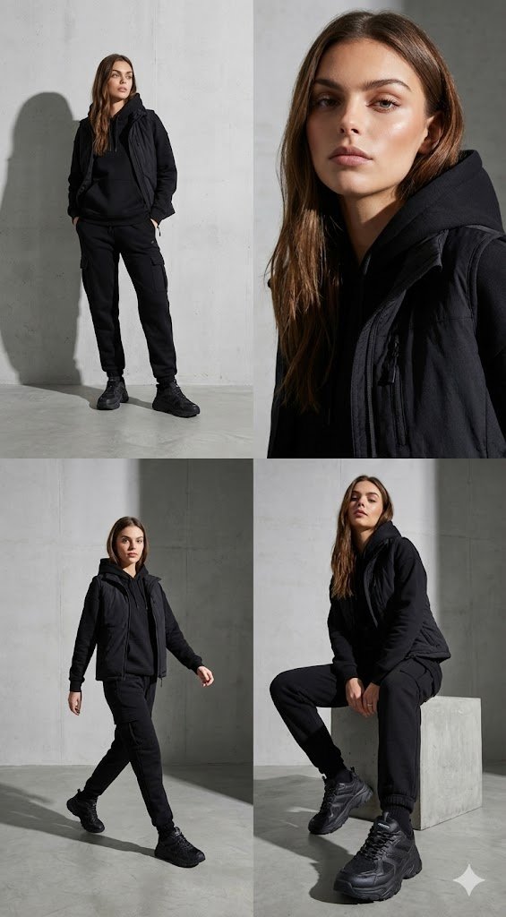 Four-Panel Streetwear Advertisement Grid — Nano Banana Pro AI Generated Image