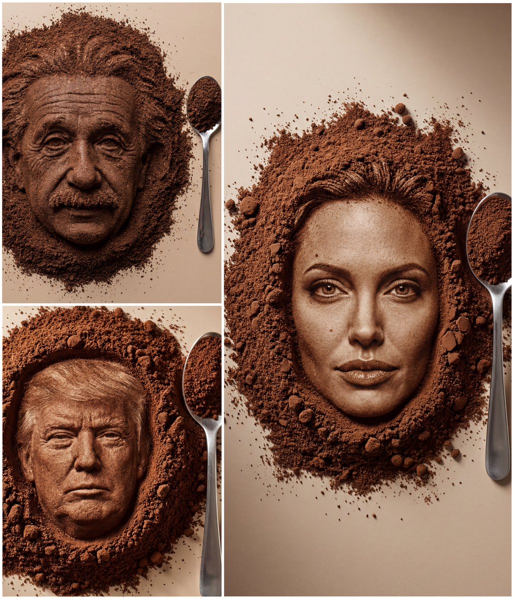 Hyper-Realistic Coffee Powder Face Impression — Nano Banana Pro AI Generated Image