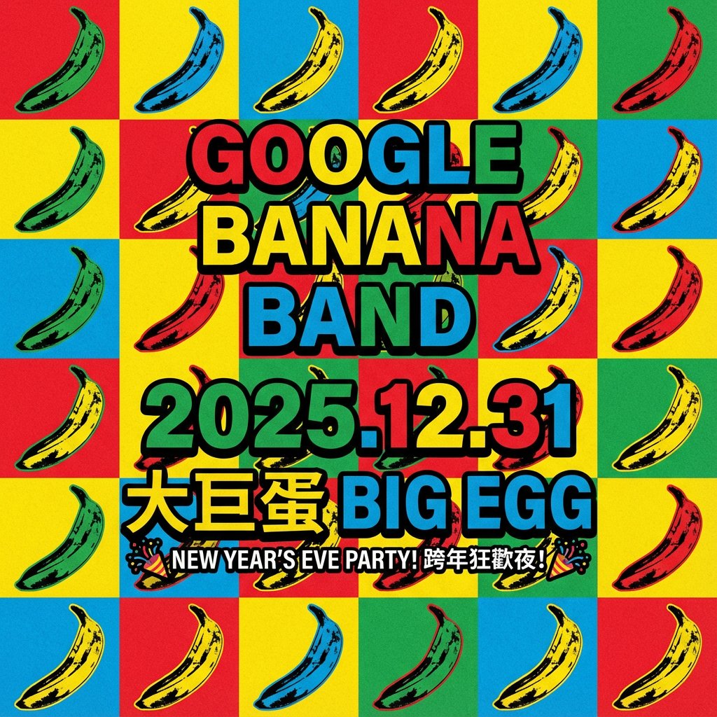 Concert poster for Google Banana Band — Nano Banana Pro AI Generated Image