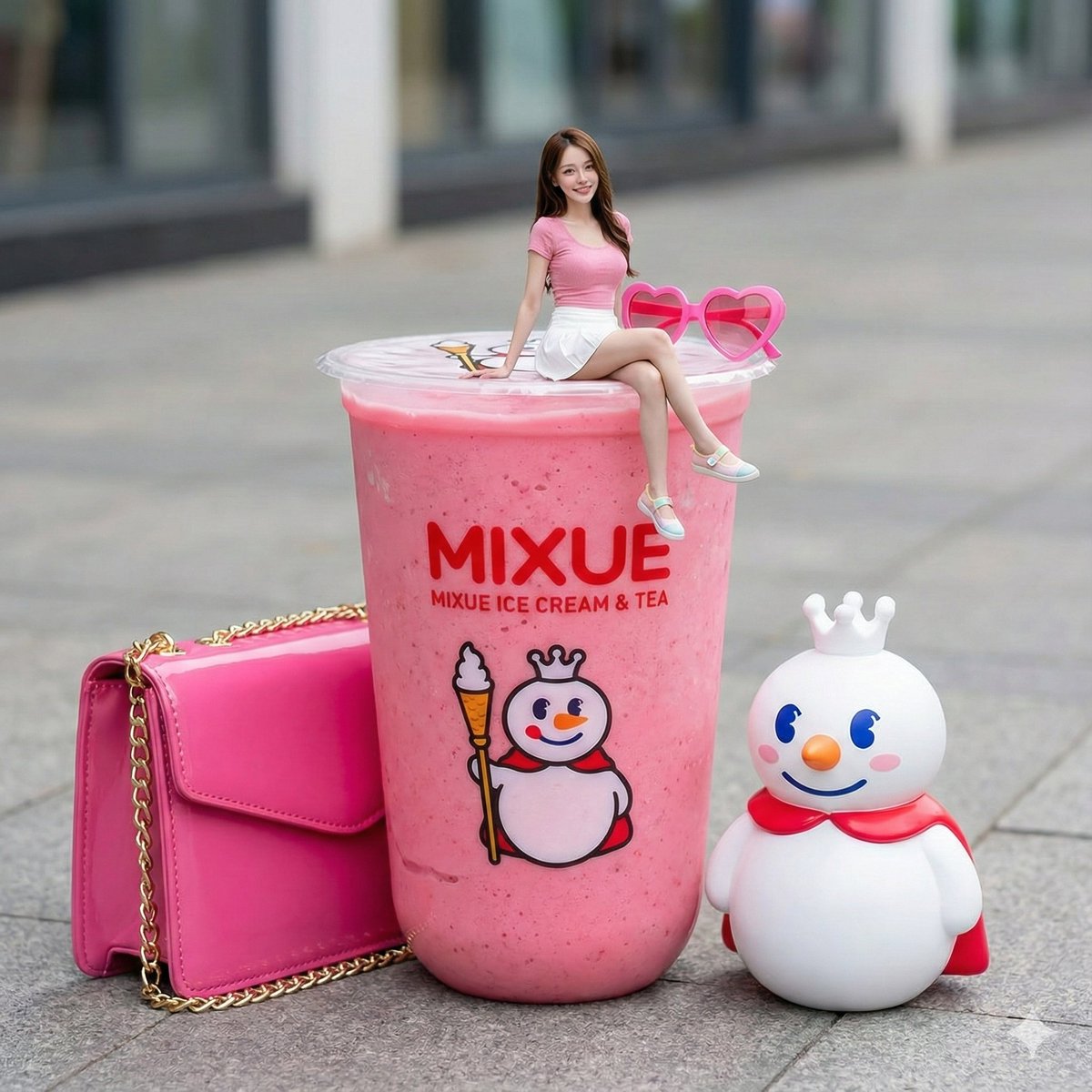 Miniature Girl Sitting on Coffee Cups — Nano Banana Pro AI Generated Image