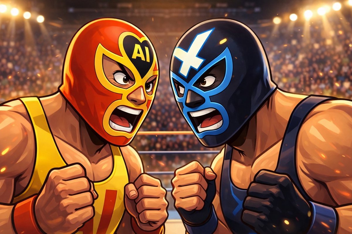 Masked Wrestler Staredown — Nano Banana Pro AI Generated Image