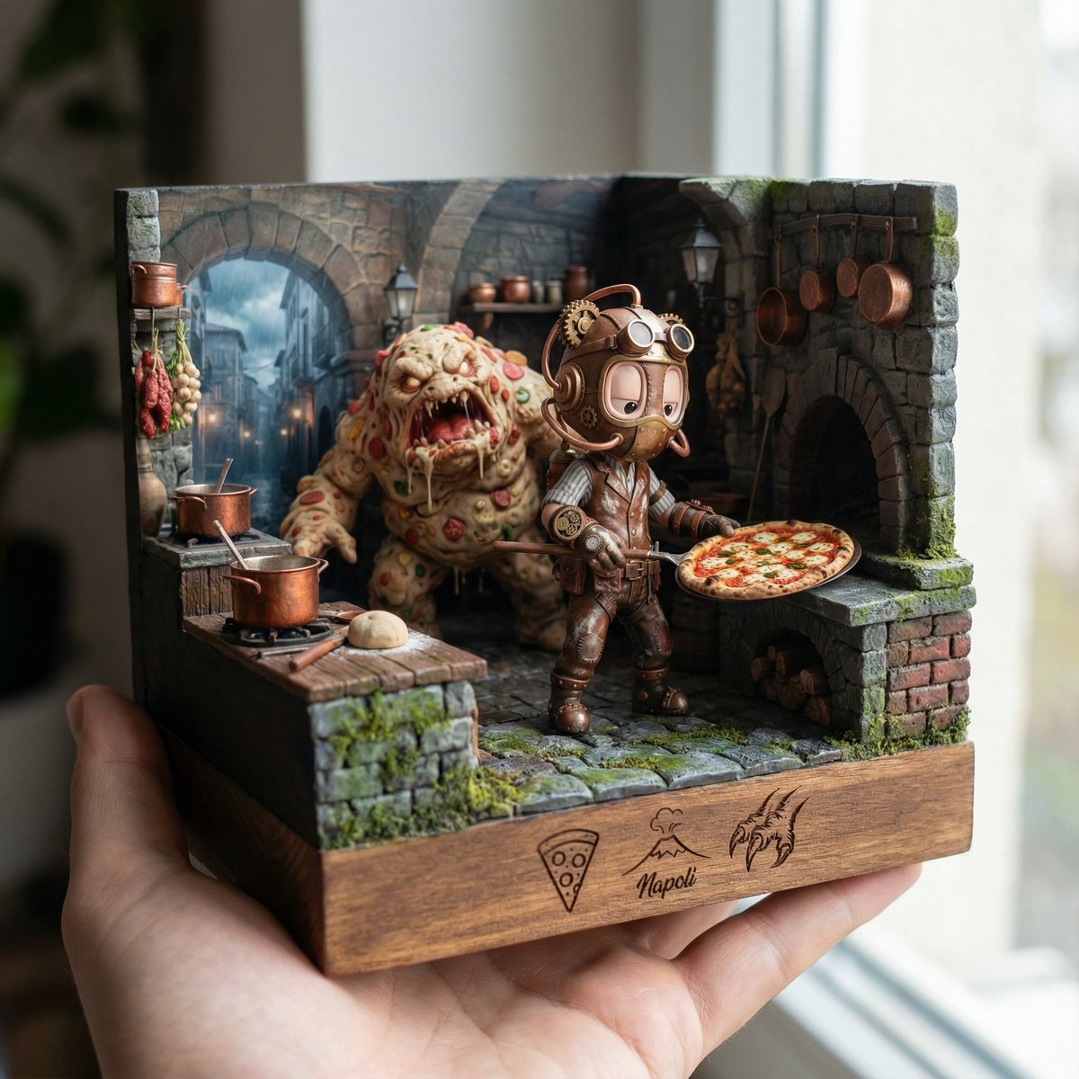 Scene Reinterpretation as a Handheld Diorama — Nano Banana Pro AI Generated Image