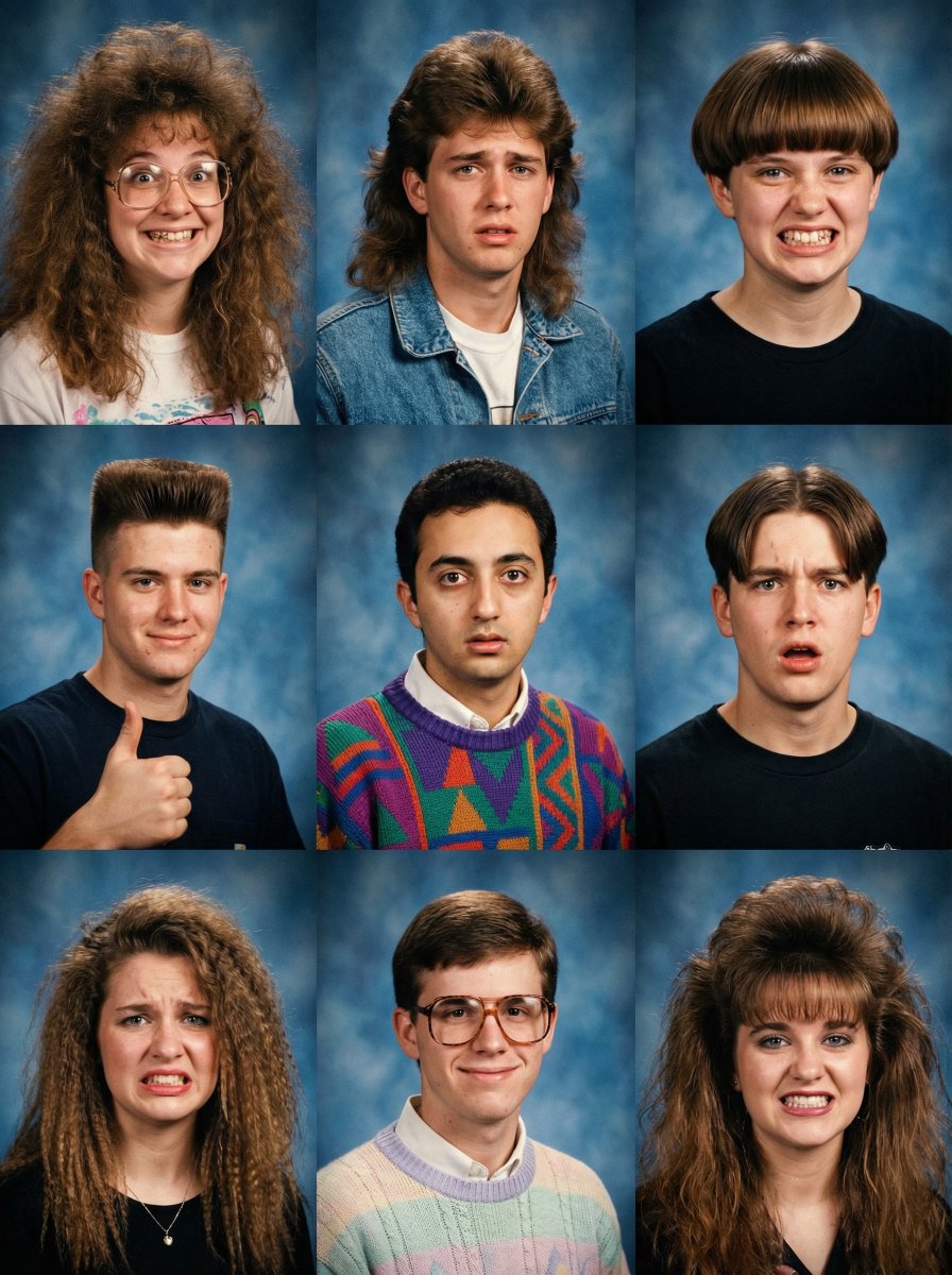 90s Yearbook Grid Collage — Nano Banana Pro AI Generated Image