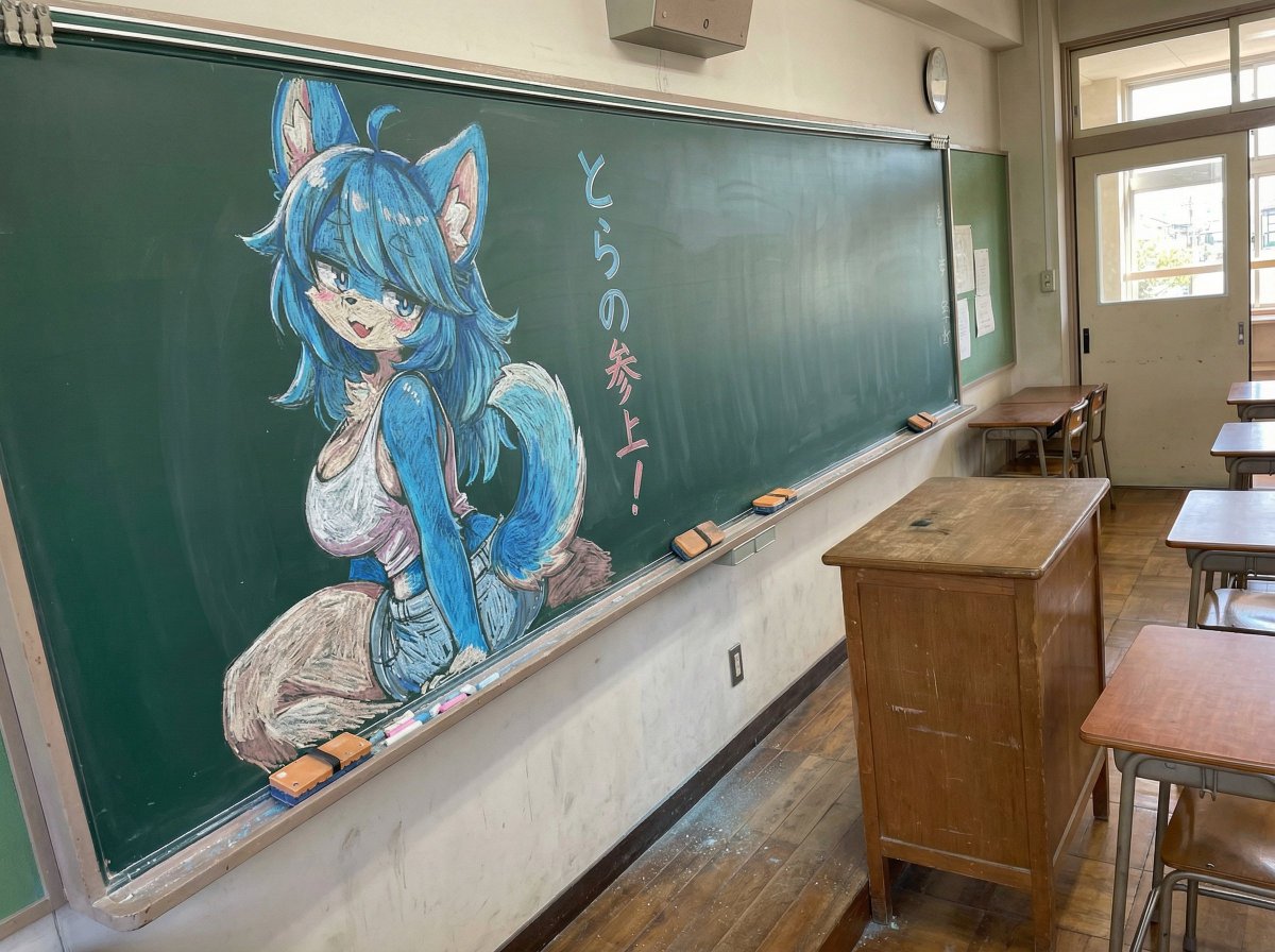 Chalk drawing of an illustration on a classroom blackboard — Nano Banana Pro AI Generated Image