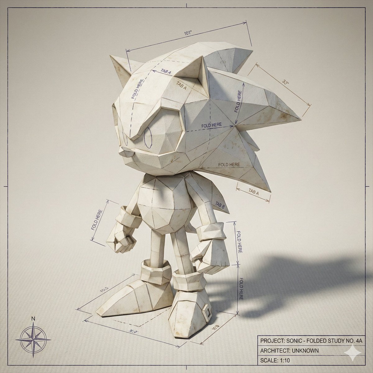 Folded Paper Blueprint of a Character — Nano Banana Pro AI Generated Image