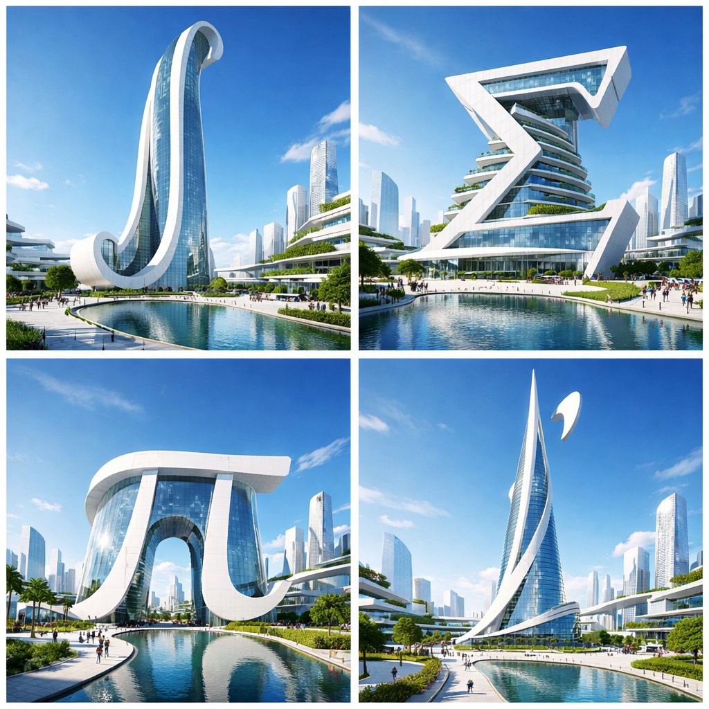 Calculus Symbols as Futuristic Architecture — Nano Banana Pro AI Generated Image