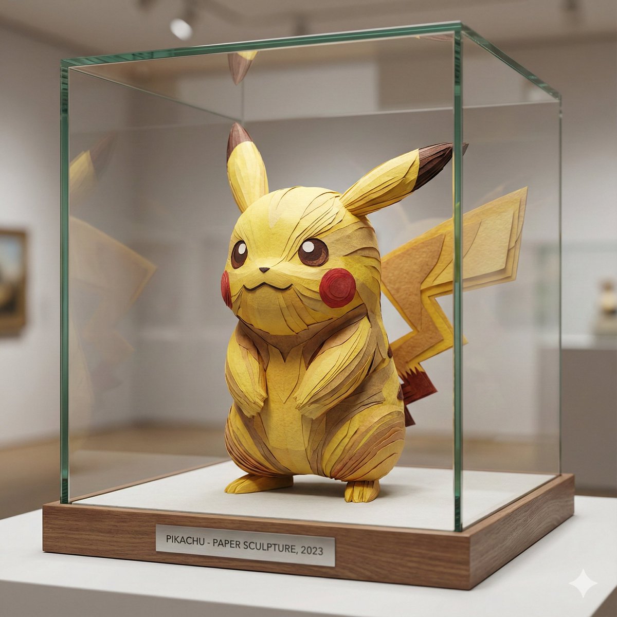 Cartoon Character Paper Sculpture Museum Display — Nano Banana Pro AI Generated Image