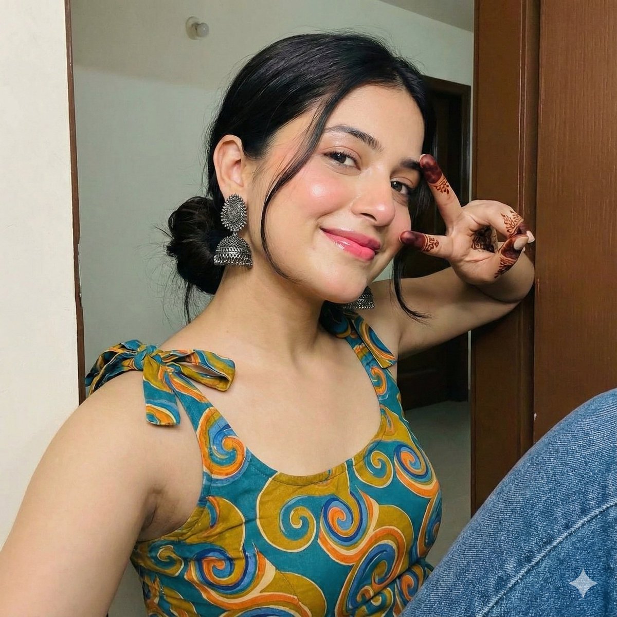 Image Analysis Prompt for Young Woman with Henna — Nano Banana Pro AI Generated Image